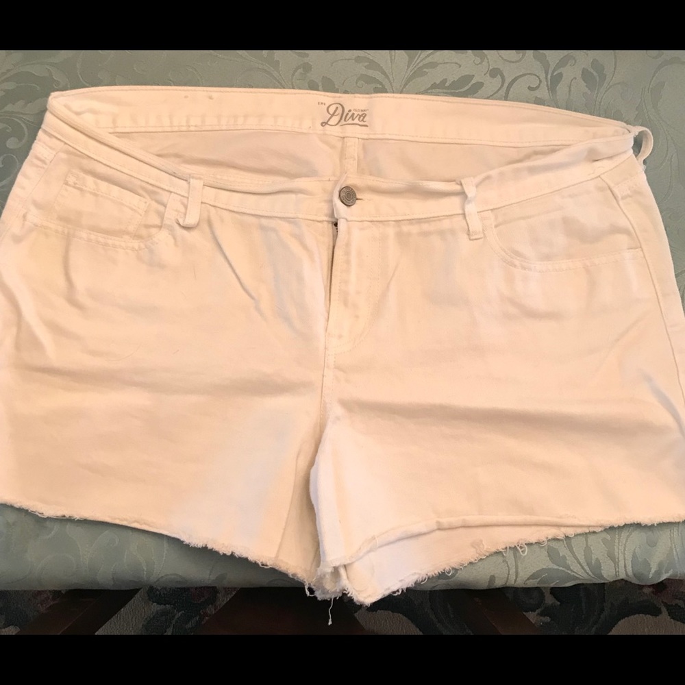 White jean shorts. Old Navy